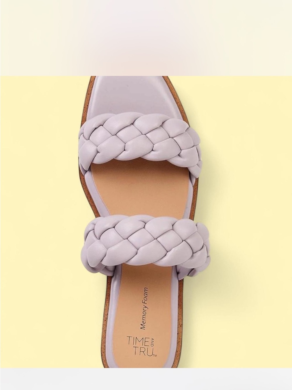 Time and Tru Lavender Braided Double-Strap Slide Sandals